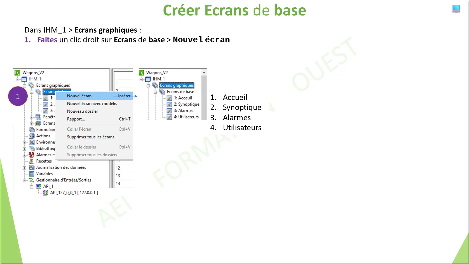 Créer Ecrans de base